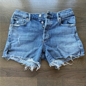 Citizens Of Humanity Blue Distressed High-Rise Marlow Denim Shorts